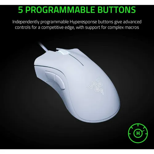 Razer DeathAdder Essential - Ergonomic Wired White Gaming Mouse