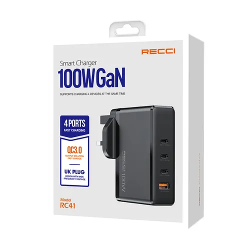 RECCI RC41 100W GaN Smart Charger Black