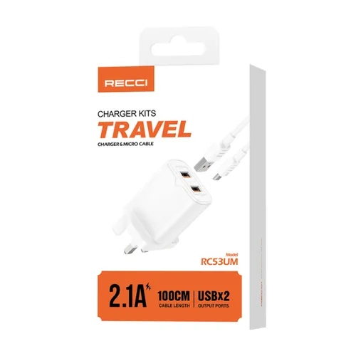 Recci RC53UM Travel Charger And USB to Micro Cable