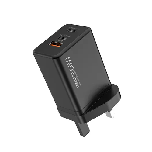 Recci RC56U 65w Gan Fast Charger 3pin Black