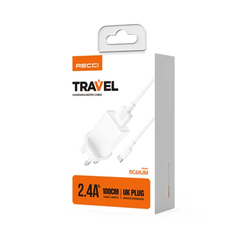 Recci RC61UM 2.4A Travel Charger And Micro Cable