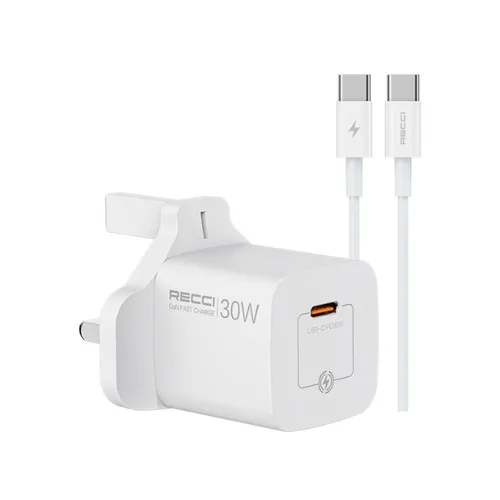 Recci RC77UCC 30W GaN Fast Charger White