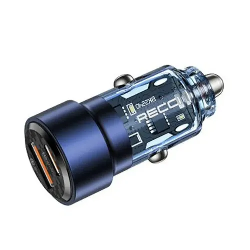 Recci RCC-N15 75W Dual Port PD Car Charger With 45W USB-C + 30W USB-A Ports