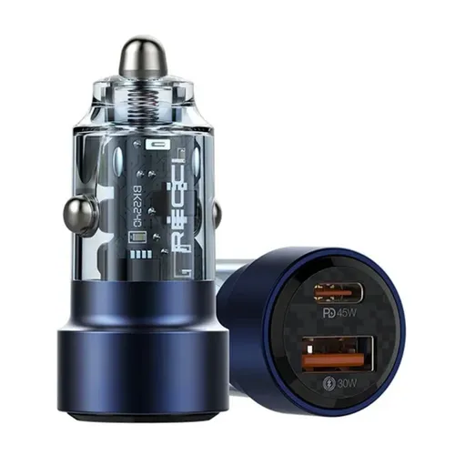 Recci RCC-N15 75W Dual Port PD Car Charger With 45W USB-C + 30W USB-A Ports
