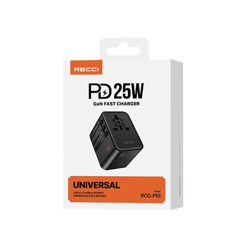 RECCI RCG-P10 PD 25W Universal GaN Fast Charging travel Adapter