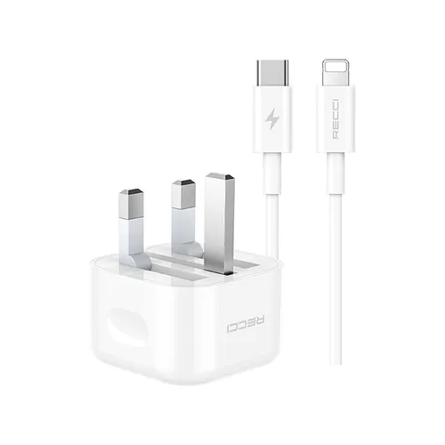 RECCI RCK-03UCL 20W PD Charger with Type-C to Lightning Cable