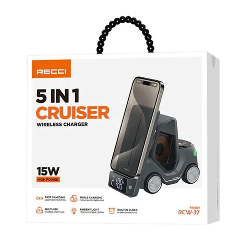 Recci RCW-37 15W 5 in 1 Cruiser Wireless Charger – Grey