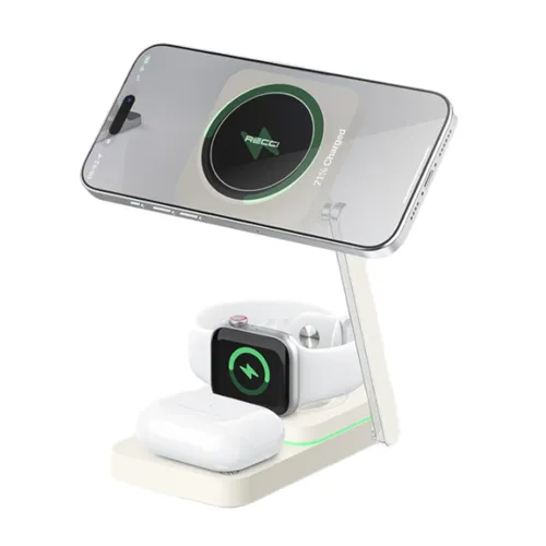 Recci RCW-48 15W 3 In 1 Magnetic Wireless Charger Beige