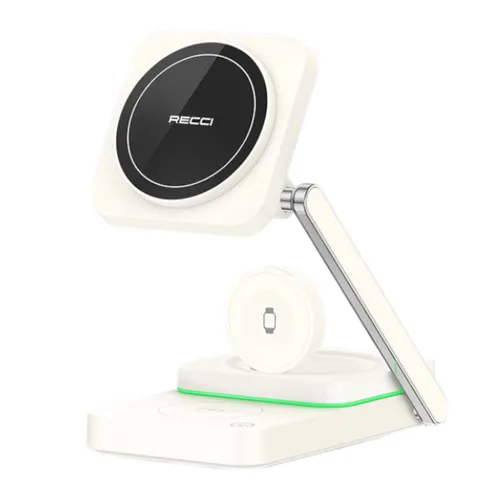 RECCI RCW-48 15W 3 In 1 Magnetic Wireless Charger Beige