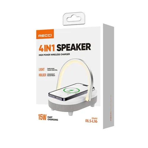 Recci RLS-L16 4 in 1 Speaker And Wireless Charger 15W