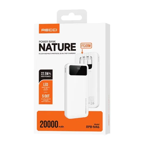 Recci RPB-N46 Nature 22.5W 20000mAH Power Bank