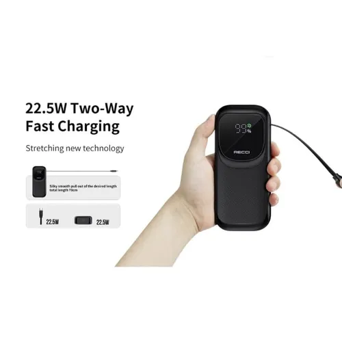 Recci RPB-P47 22.5Wx2 10000mAh Power Bank Built in Type-C Cable