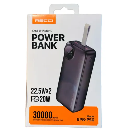 Recci RPB-P50 22.5W 30000mAh Powerbank Black