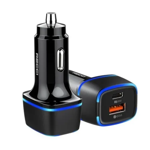 Recci RQ02 PD 20W+18W Car Charger Black