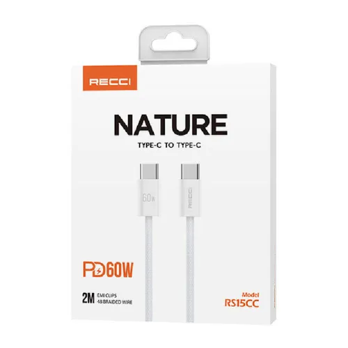 Recci RS15CC Nature Series 60W Type-C To Type-C Fast Charging PD Cable 2M
