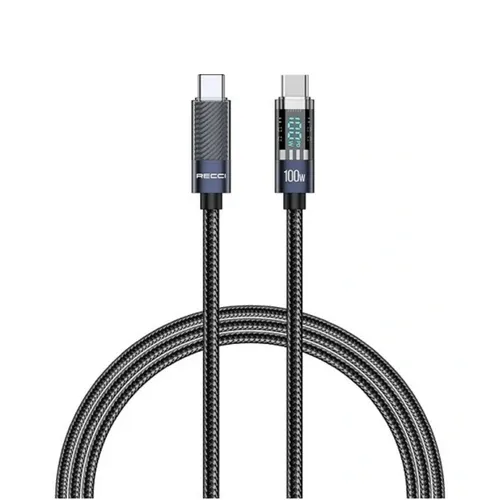 Recci RS16CC PD 100w Crystal Display Type-C To Type-C 1.2m Cable
