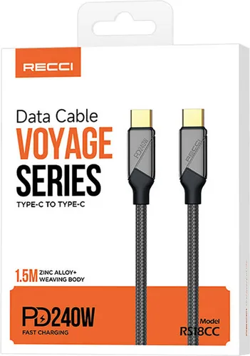 RECCI RS18CC Voyage Series Type-C To Type-C PD240W Data Charging Cable 1.5m Cable
