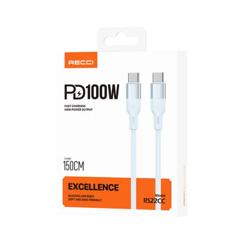 RECCI RS22CC PD 100w Excellence Type-C To Type-C 150cm Cable