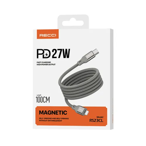 Recci RS23CL PD 27w Type-C To Lightning Magnetic 1m Cable Gold