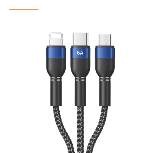 Recci RTC-T12 Skyline 66w 3 In 1 6A 1.2m Data Cable Black