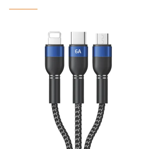 Recci RTC-T12 Skyline 66w 3 In 1 6A 1.2m Data Cable Black