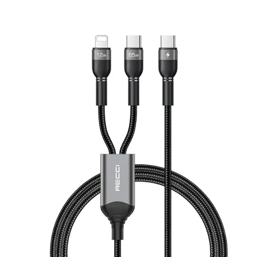 Recci RTC-T16 2 in 1 65W PD Fast Charging with Lightning and Type-C To Type-C PD Cable 1.2M