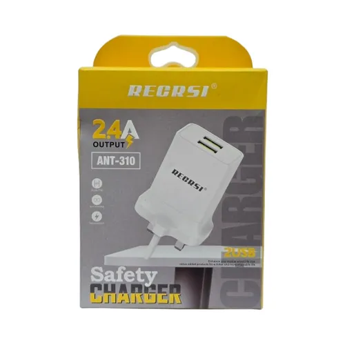 RECRSI ANT-310 2.4A Dual USB Charging Adapter with Type-C Cable