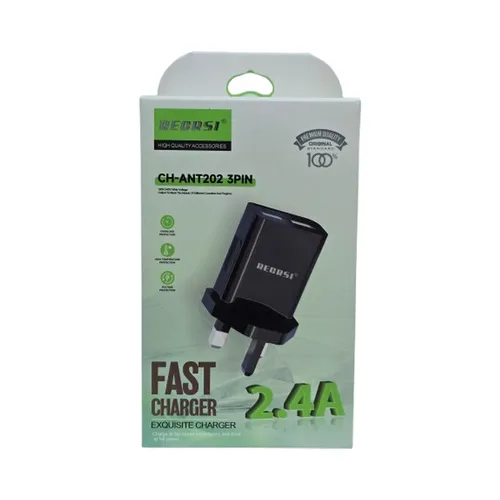 RECRSI CH-ANT-202 2.4A Dual USB Charging Adapter with Micro USB Cable