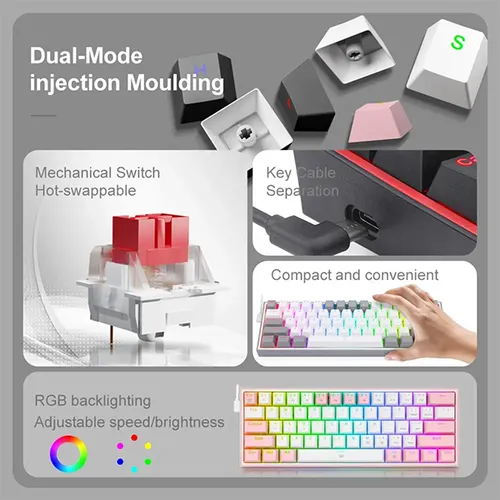 Redragon FIZZ K617 RGB Mechanical USB-C Wired Gaming Keyboard