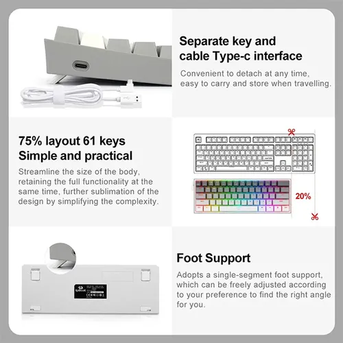 Redragon FIZZ K617 RGB Mechanical USB-C Wired Gaming Keyboard