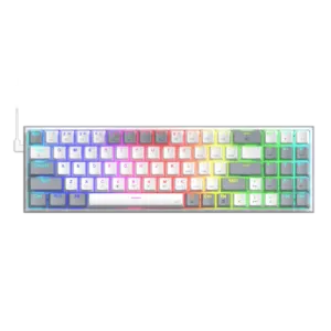 REDRAGON K628 POLLUX 75% RGB Wired Gaming Keyboard – White/Gray