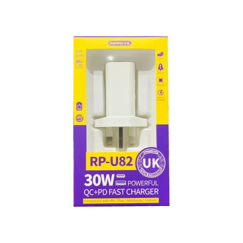 Remax 30W QC+PD Dual Wall Charger (RP-U82) (UK Plug)