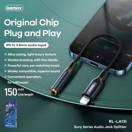 Remax Audio Jack Splitter Lightning to 3.5mm (RL-LA13i)