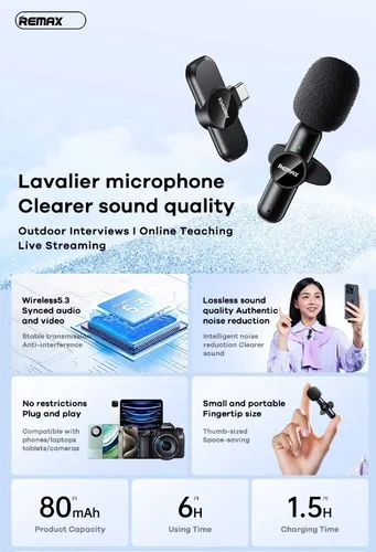Remax K09 Ryusic Series One to One Live Wireless Microphone