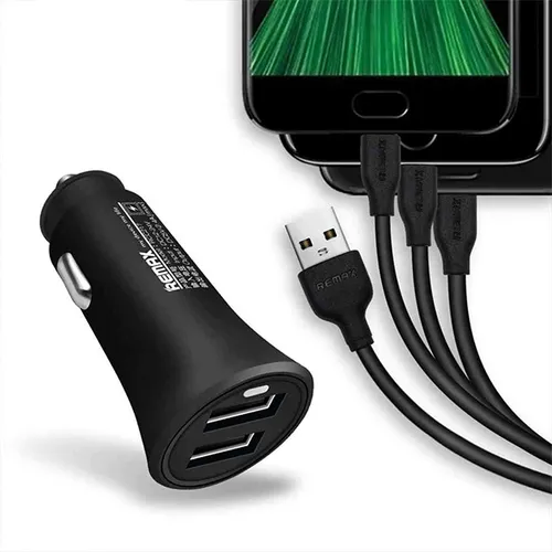 Remax RCC-217 Rocket 2.4A 3 in 1 Car Charger And Cable