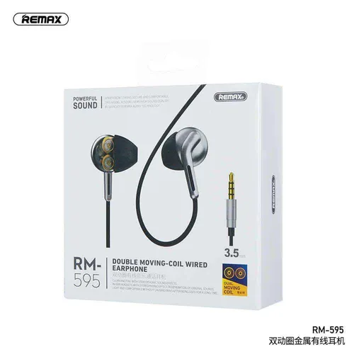 REMAX RM-595 Double Moving Coil 3.5mm Jack In-Ear Earphone For Call Listing Music Gaming