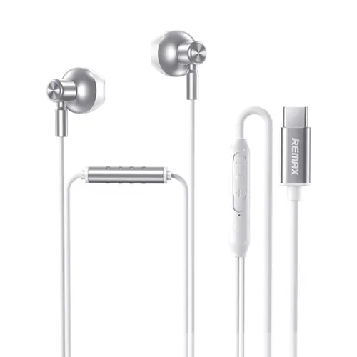 Remax RM-710A Type-C Digital Karaoke Metal Music Wired Earphone - Silver