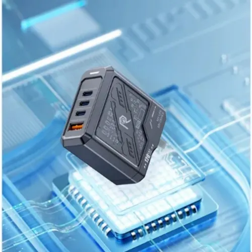 Remax RP-U107 Mecha Warrior Series 120W 3C+1A GaN Folding UK Charger