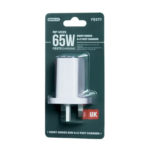 Remax RP-U125 65W A+C Gan Fast Charger 3pin White