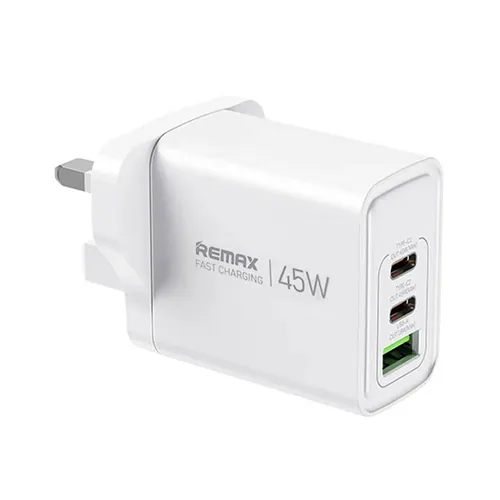 Remax RP-U139 Kiddy Series 45W 2 Type-C + 1 USB-A UK 3 Pin Fast Charger
