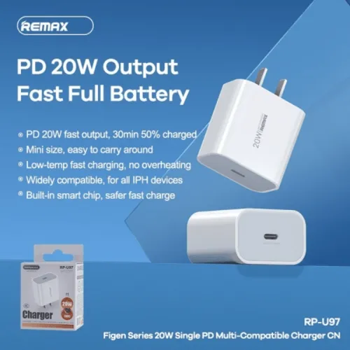 Remax RP-U97 Figen Series 20W Single PD Multi-Compatible Charger