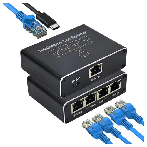 RJ45 Network Splitter Adapter 1 To 4 100/1000mbps