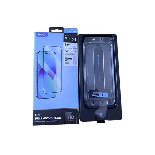 Rock HD Full Coverage Tempered Glass With Installation Kit for iPhone 15