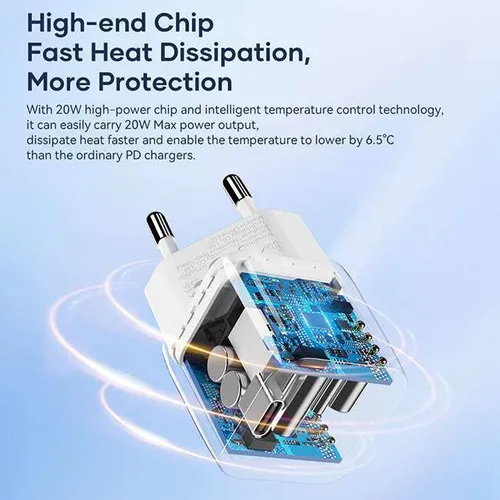 Rock T70 20W PD USB Type-C 3 Pin Travel Charger