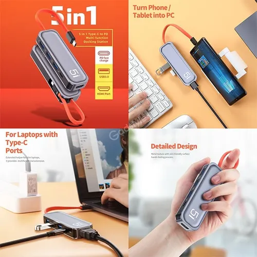 Rock TR04 5-In-1 Type-C To PD Multi-Function Docking Station