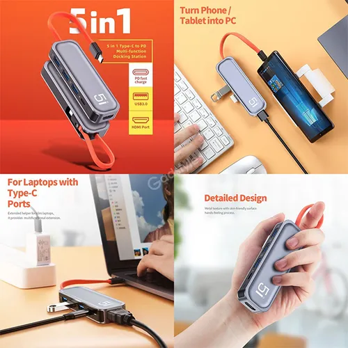 Rock TR04 5-In-1 Type-C To PD Multi-Function Docking Station
