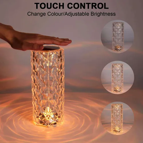Rose Diamond Table Lamp, 16 Colors RGB With Touch