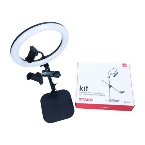 RTAKO YMX-ZJ-01 ZJ-FP02 Overhead Phone Mount 55cm With Phone Clamp And Ring Light Kit