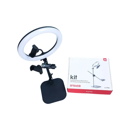 RTAKO ZJ-FP02 Kit Overheard Phone Mount 55cm with Phone Clamp And Ring Light