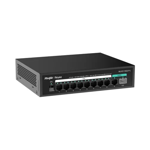 Ruijie Reyee RG-ES110GS-P-L, 10-Port 10/100/1000 Mbps Unmanaged PoE Switch